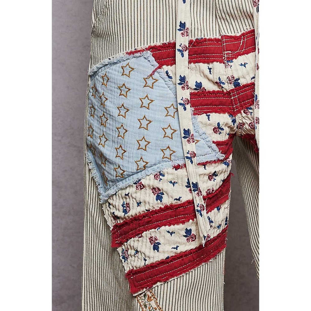 POL American Flag Patchwork Wide Leg Striped Boho… - image 8